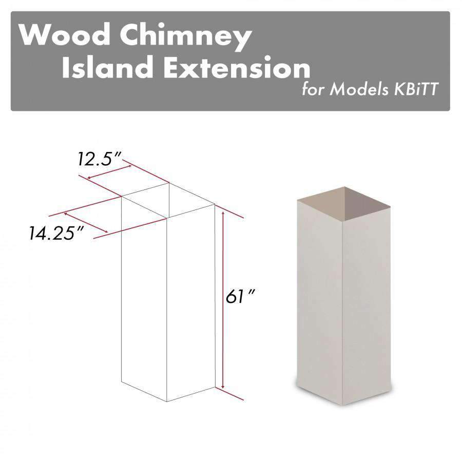 Chimney extension housing, wood-look rectangular cover 61 in tall, off-white