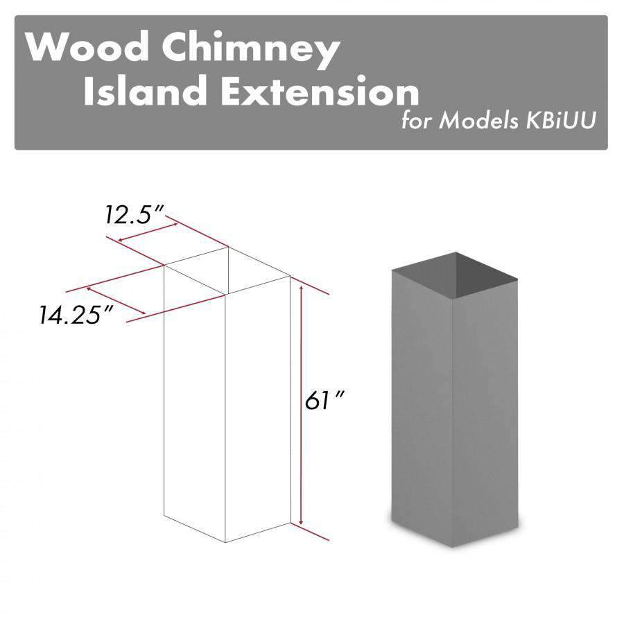 Wooden island chimney extension, tall gray cover tube with 61-inch height