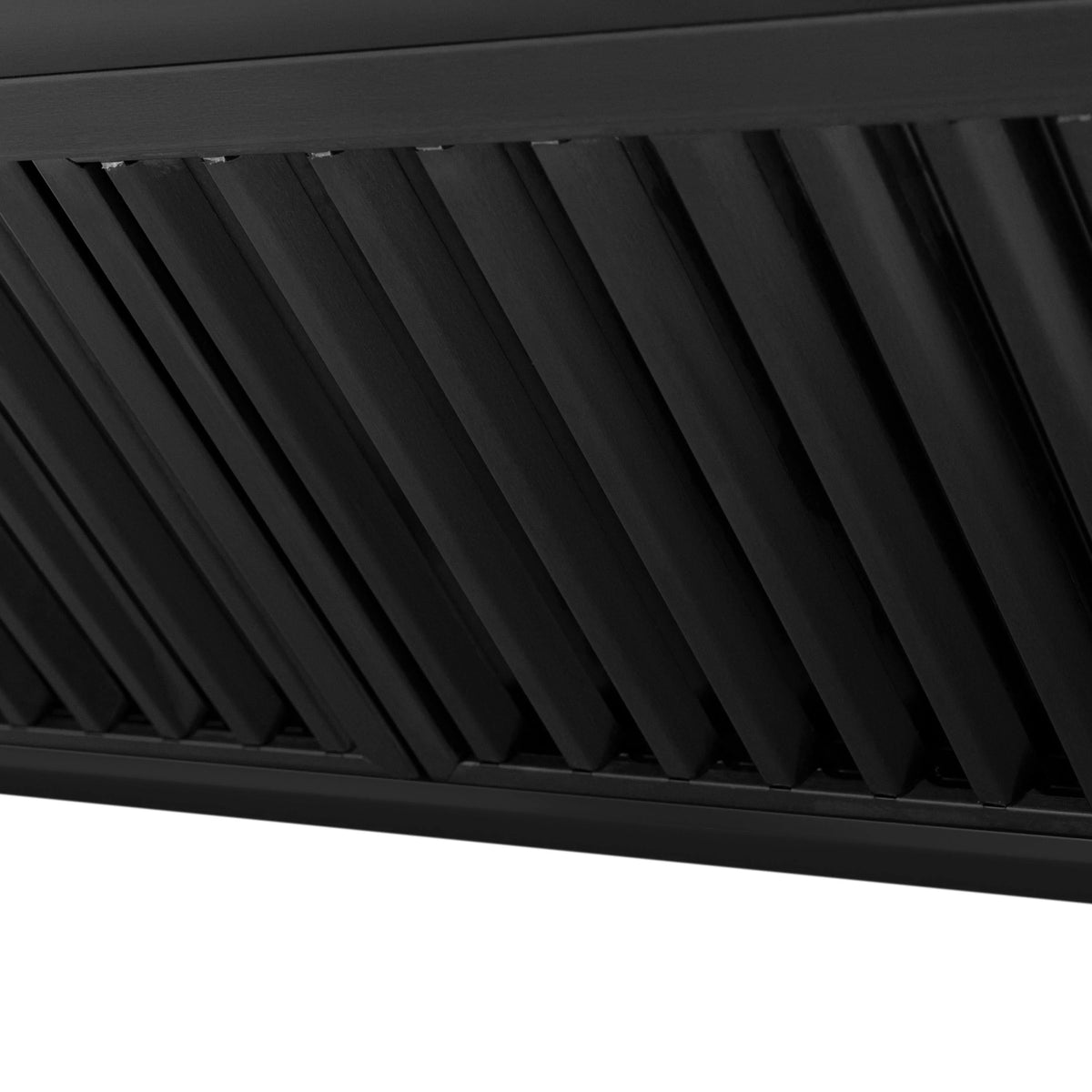 Black range hood vent grille with parallel slats