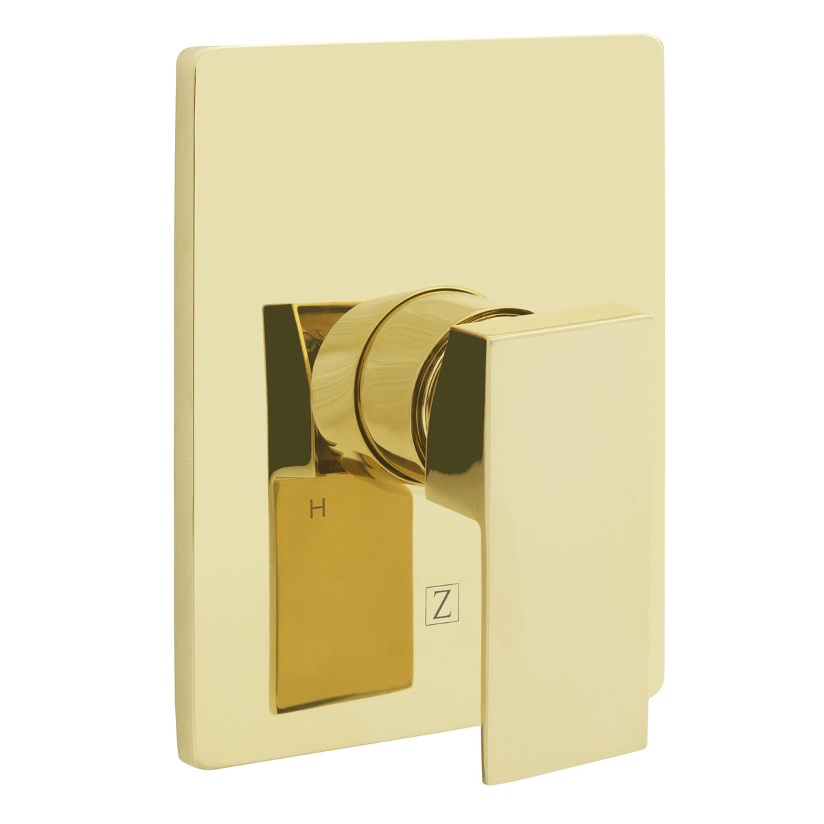 Polished gold shower control trim with cross lever and H/Z temperature marks