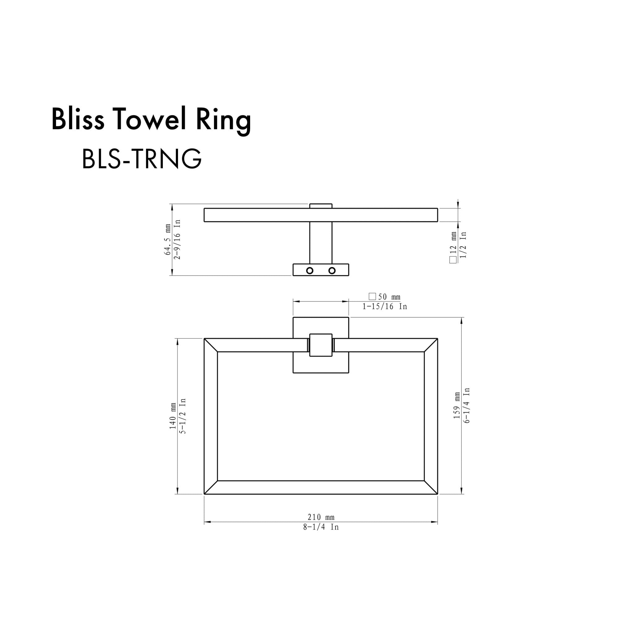 ZLINE Bliss towel ring in champagne bronze, wall-mounted ring with square base