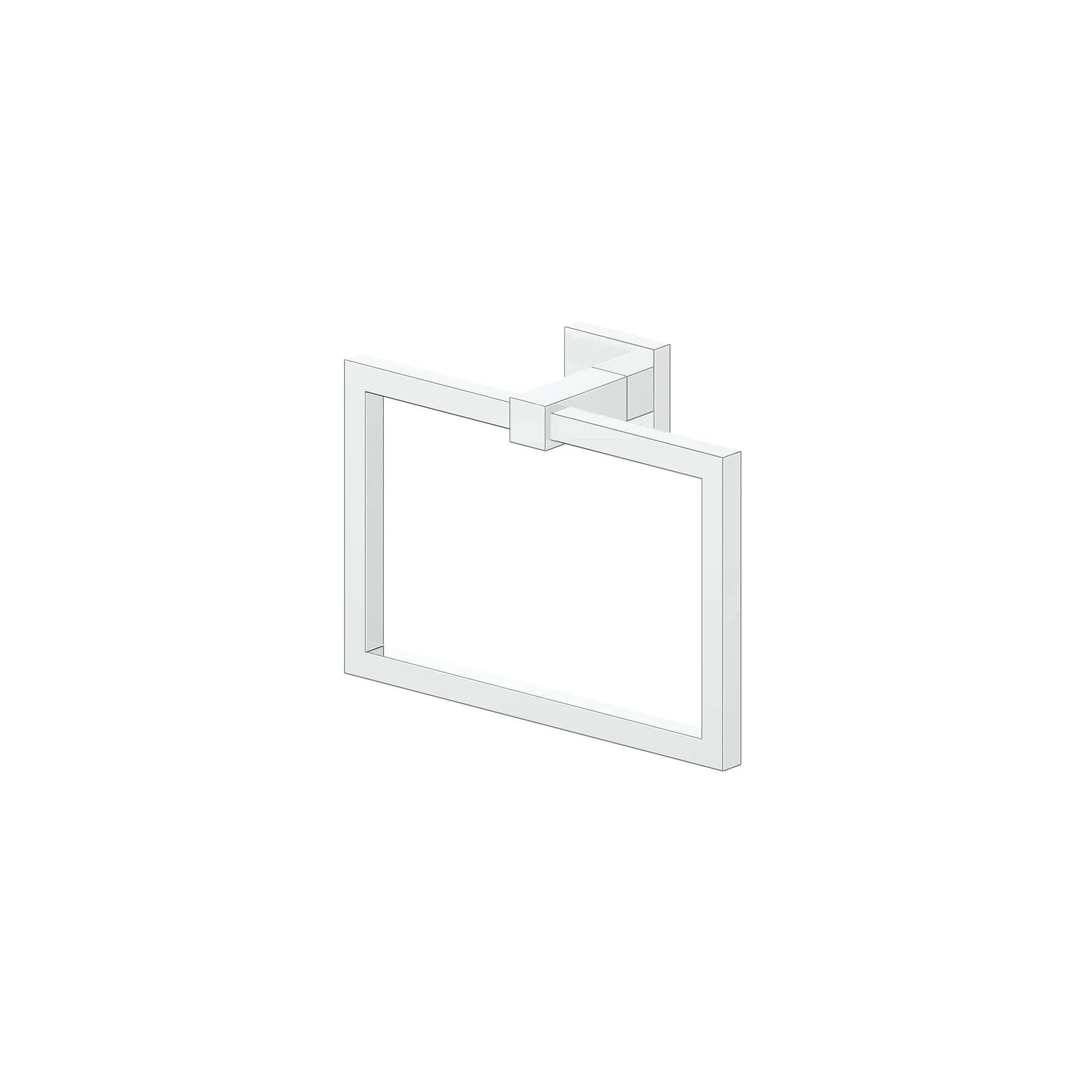 Chrome towel ring with rectangular plate and wall mount