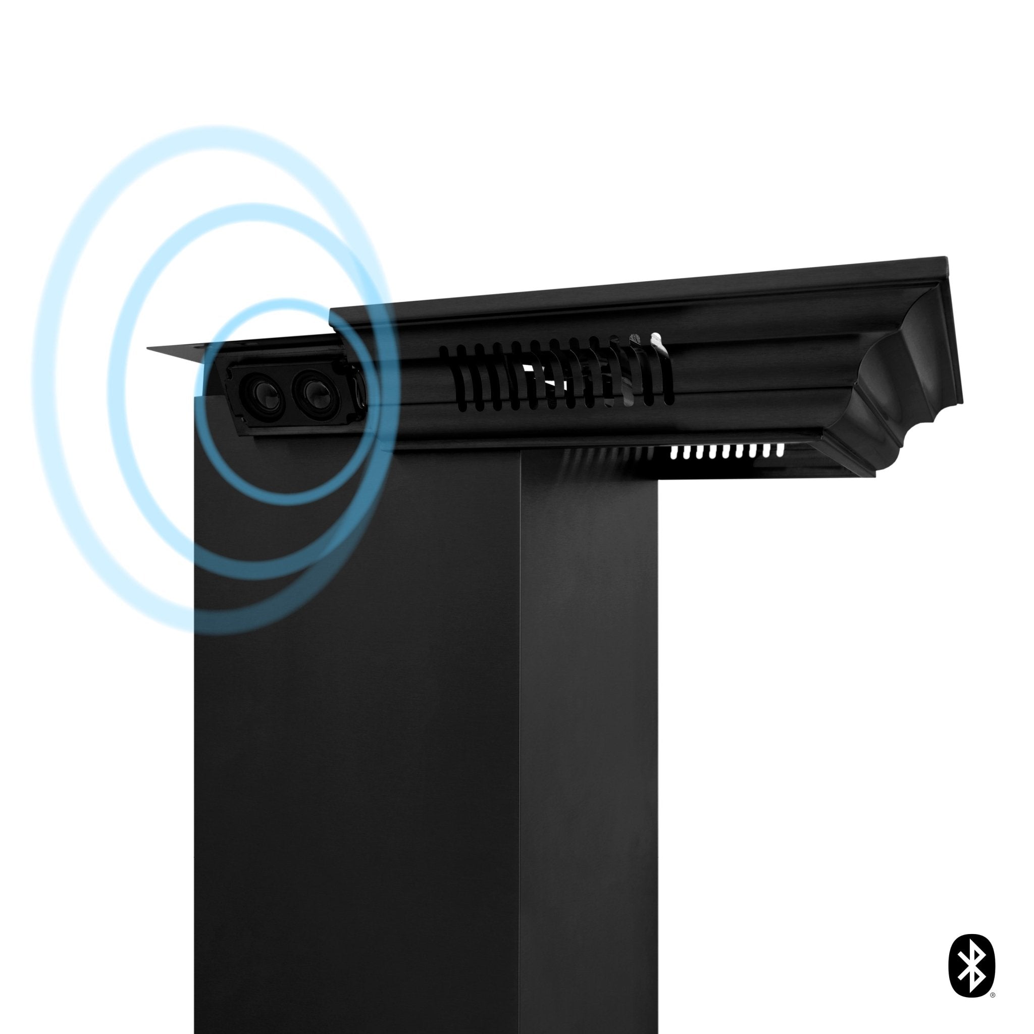 Black crown molding accessory with built-in speaker grille and Bluetooth indicator