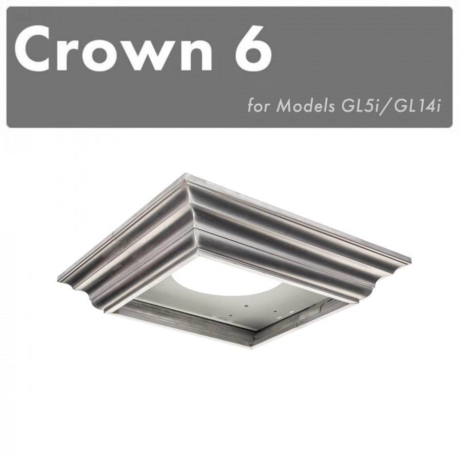 Range hood crown molding profile, brushed metal, 6-inch style
