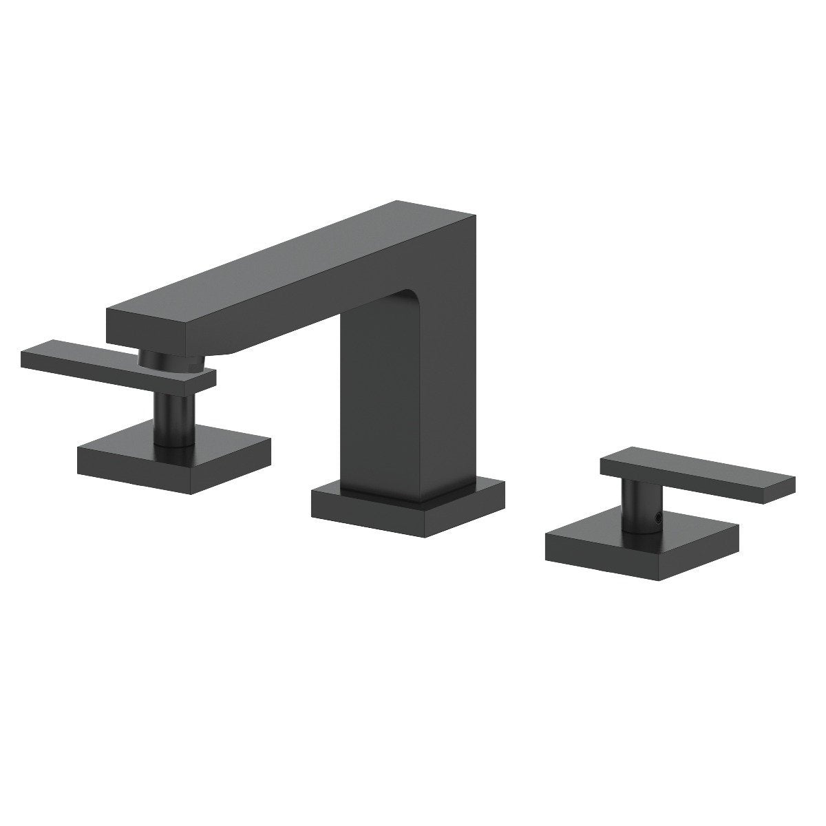 Matte black single-handle bath faucet with square spout and matching handles