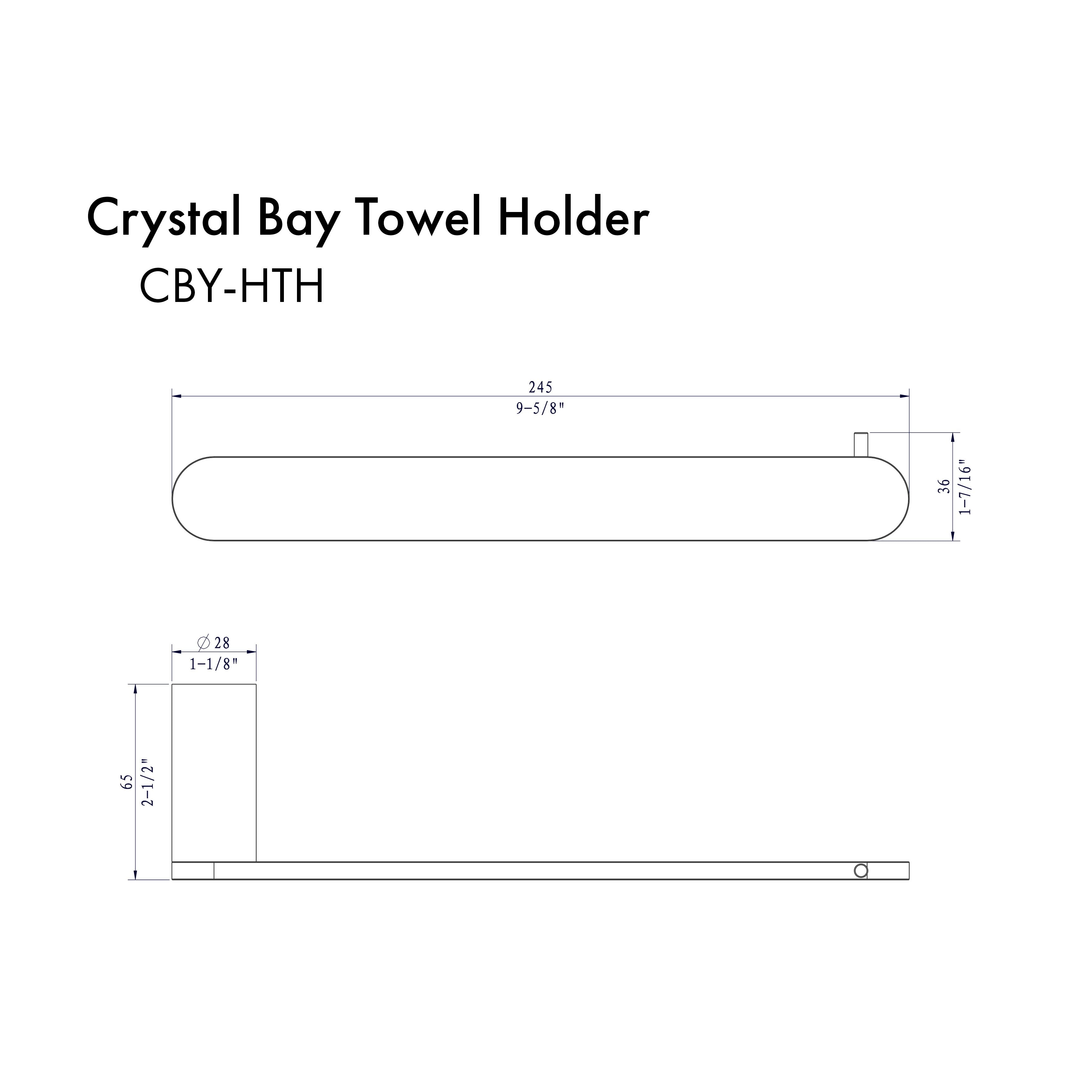 Wall-mounted brushed nickel towel holder with rounded ends
