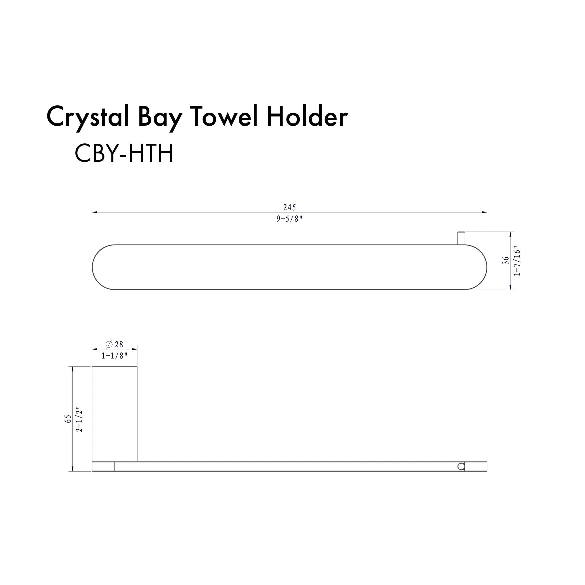 Wall-mounted towel holder with curved bar and square end caps.