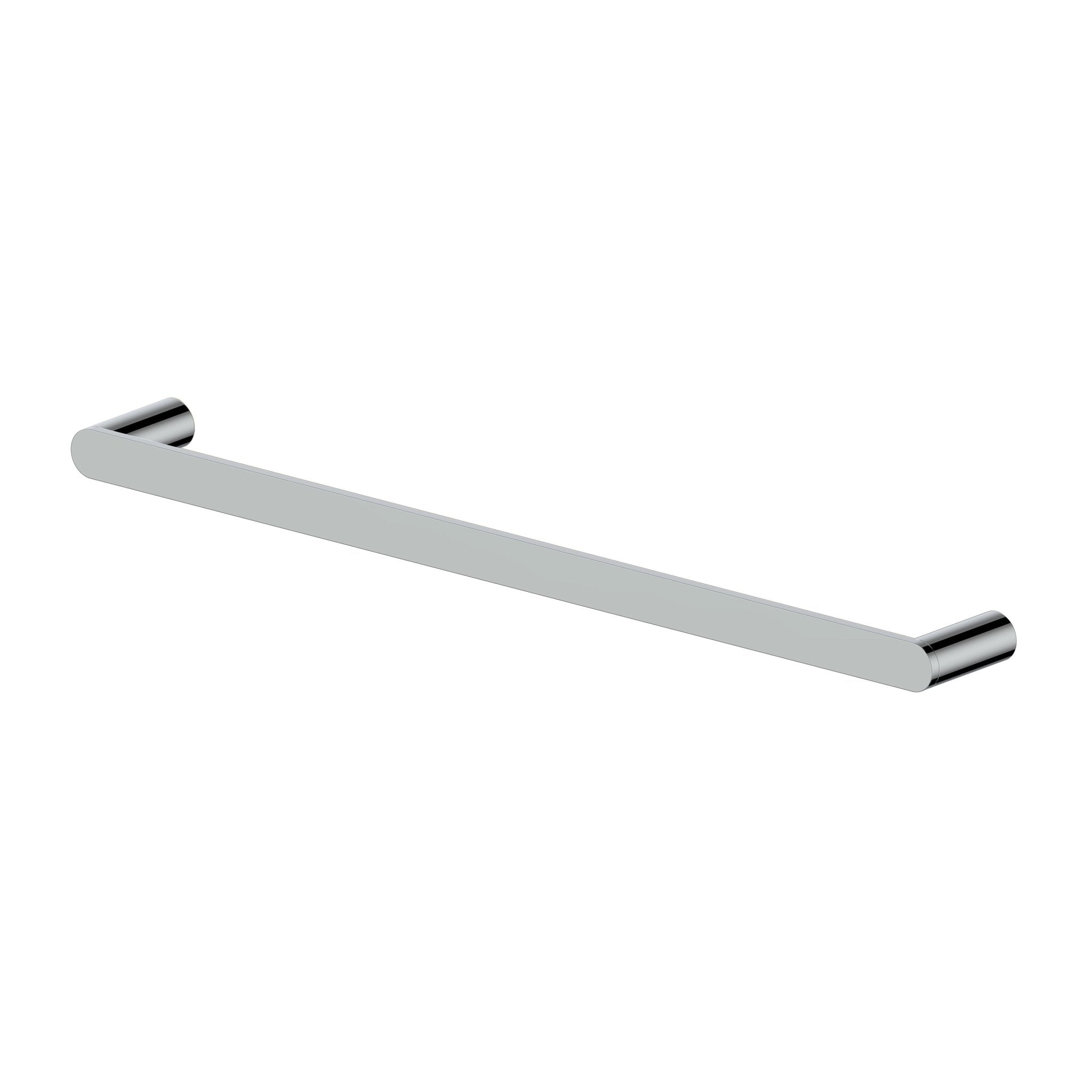Chrome towel rail with straight horizontal bar and rounded end caps