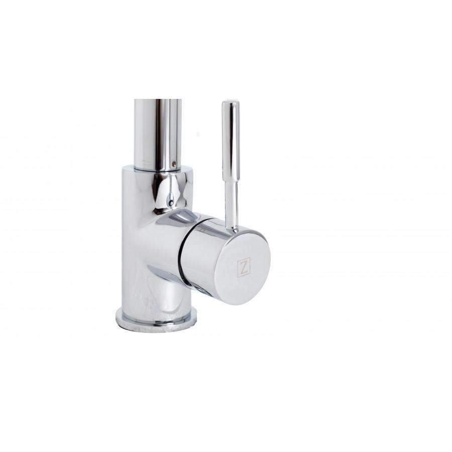Chrome faucet base with side control lever and mounting shaft
