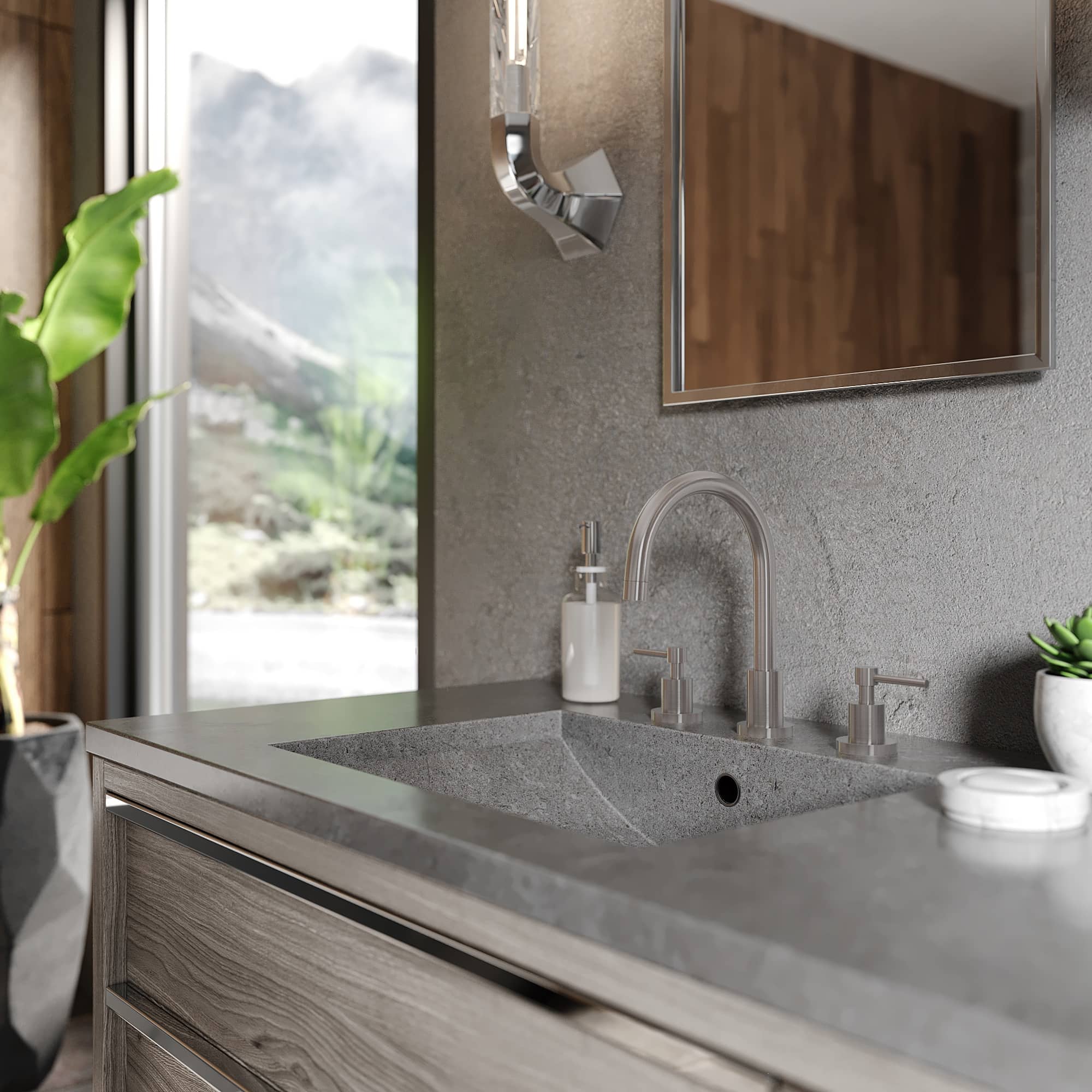 ZLINE Emerald Bay brushed nickel bath faucet with arched spout and wall handle