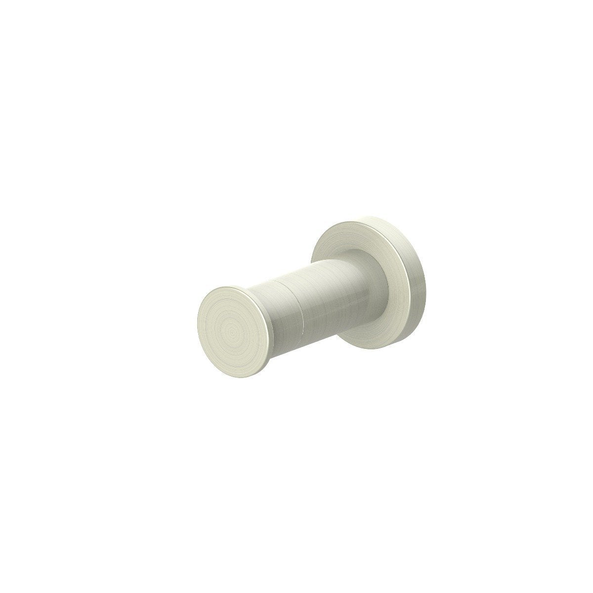 Brushed nickel hand towel hook with cylindrical round knob and backplate mount
