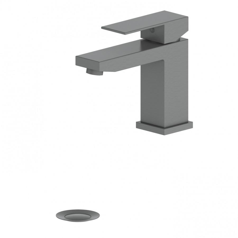 Gun metal single-hole bath faucet with rectangular spout and lever handle