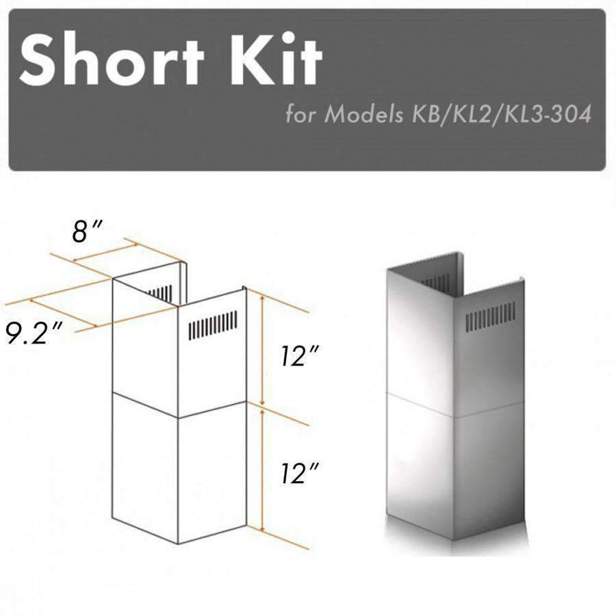 ZLINE short chimney kit, two stainless-steel 12 in sections for KB/KL2/KL3-304