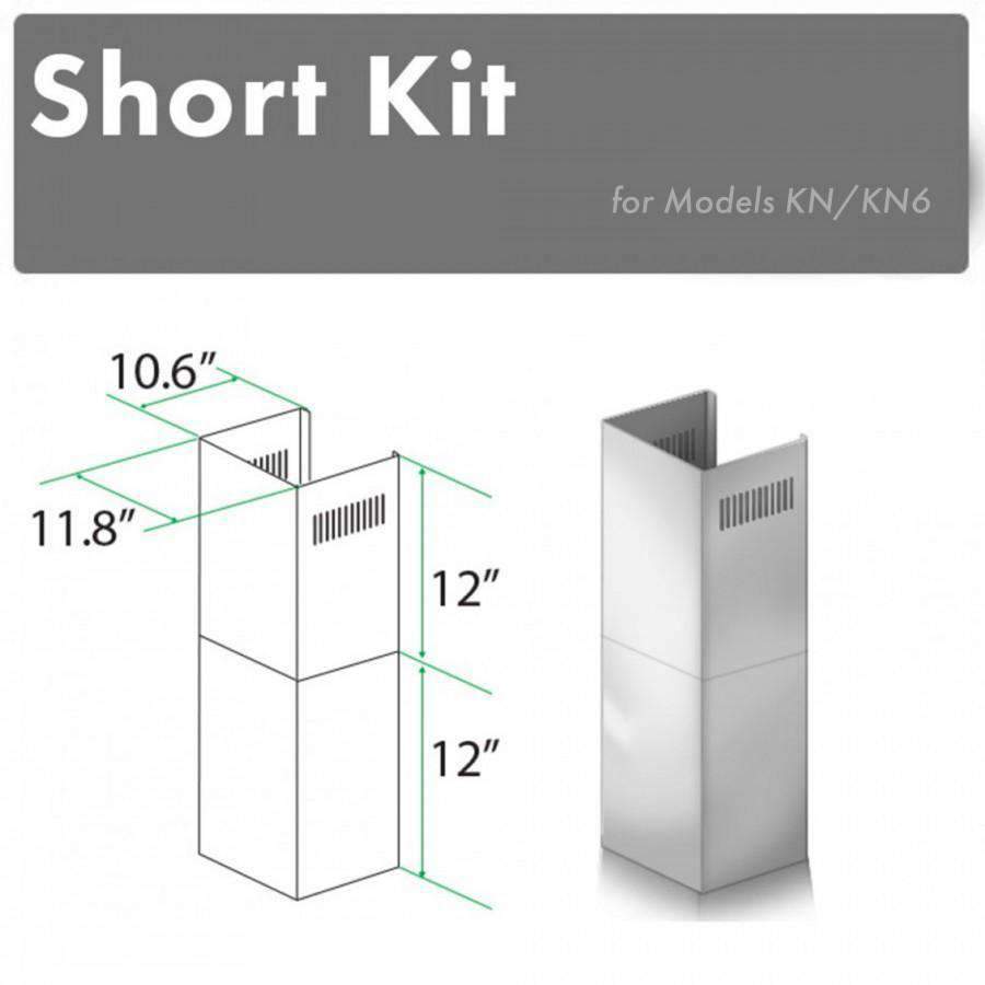 Stainless steel short chimney kit diagram and vented chimney piece, 12 in height