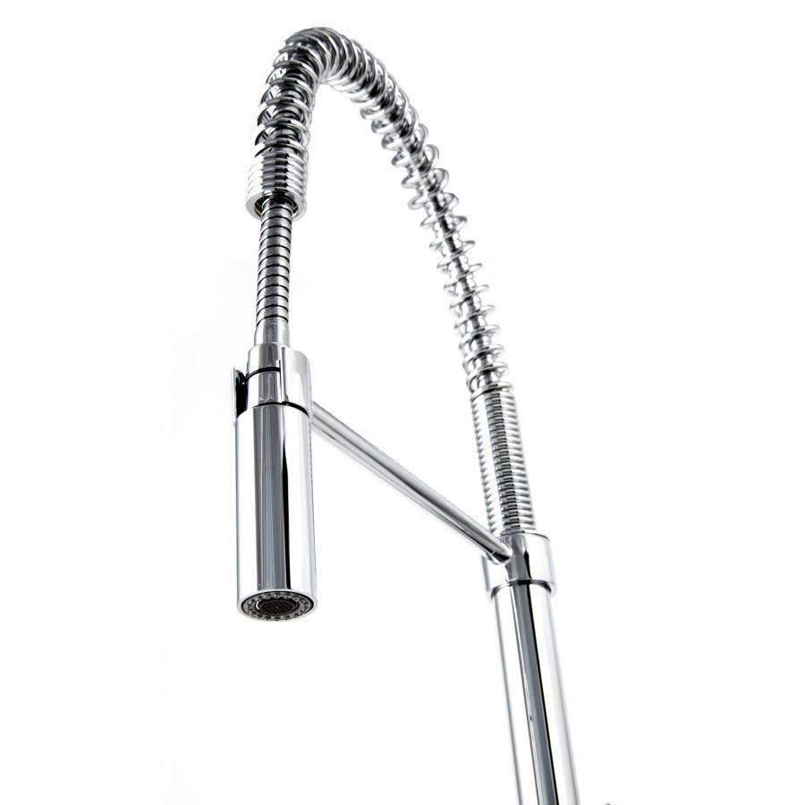 Chrome pull-down kitchen faucet sprayer head with braided flexible hose