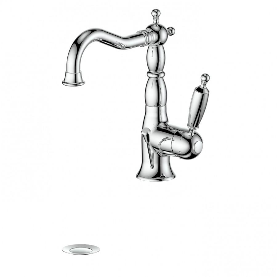 Chrome bath faucet with curved spout, cross handles, and matching handheld accessory.