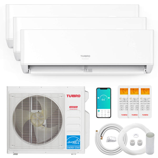 TURBRO Greenland 27,000 BTU Tri-Zone(3) Mini Split Air Conditioner with Heat Pump