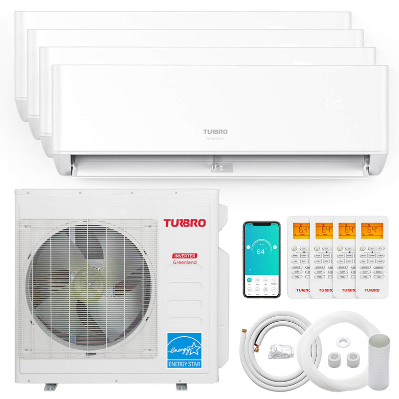 TURBRO Greenland 36,000 BTU Quad-Zone (4) Mini Split Air Conditioner with Heat Pump and 16 Ft. Line Set