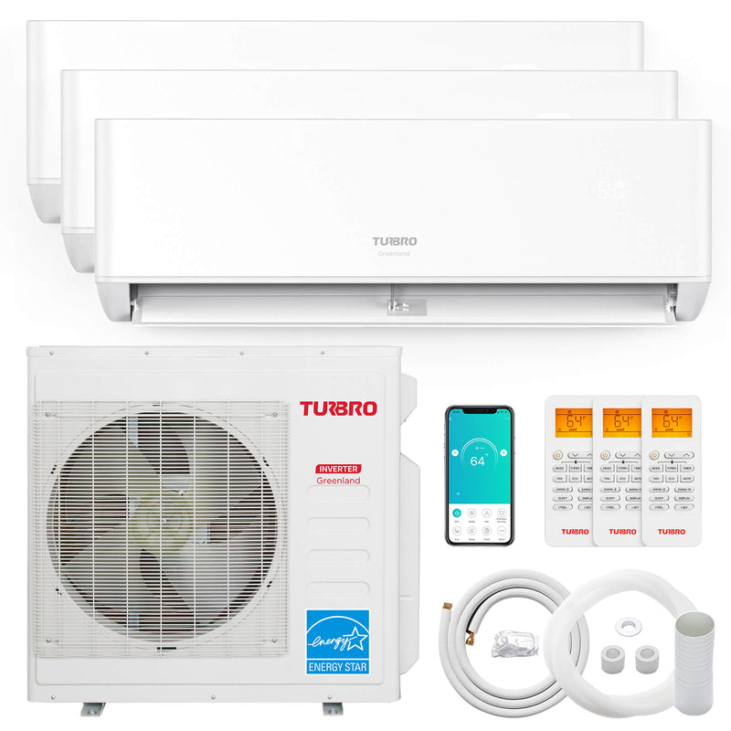 TURBRO Greenland 42,000 BTU Tri-Zone(3) Mini Split AC with Heat Pump (R454B)