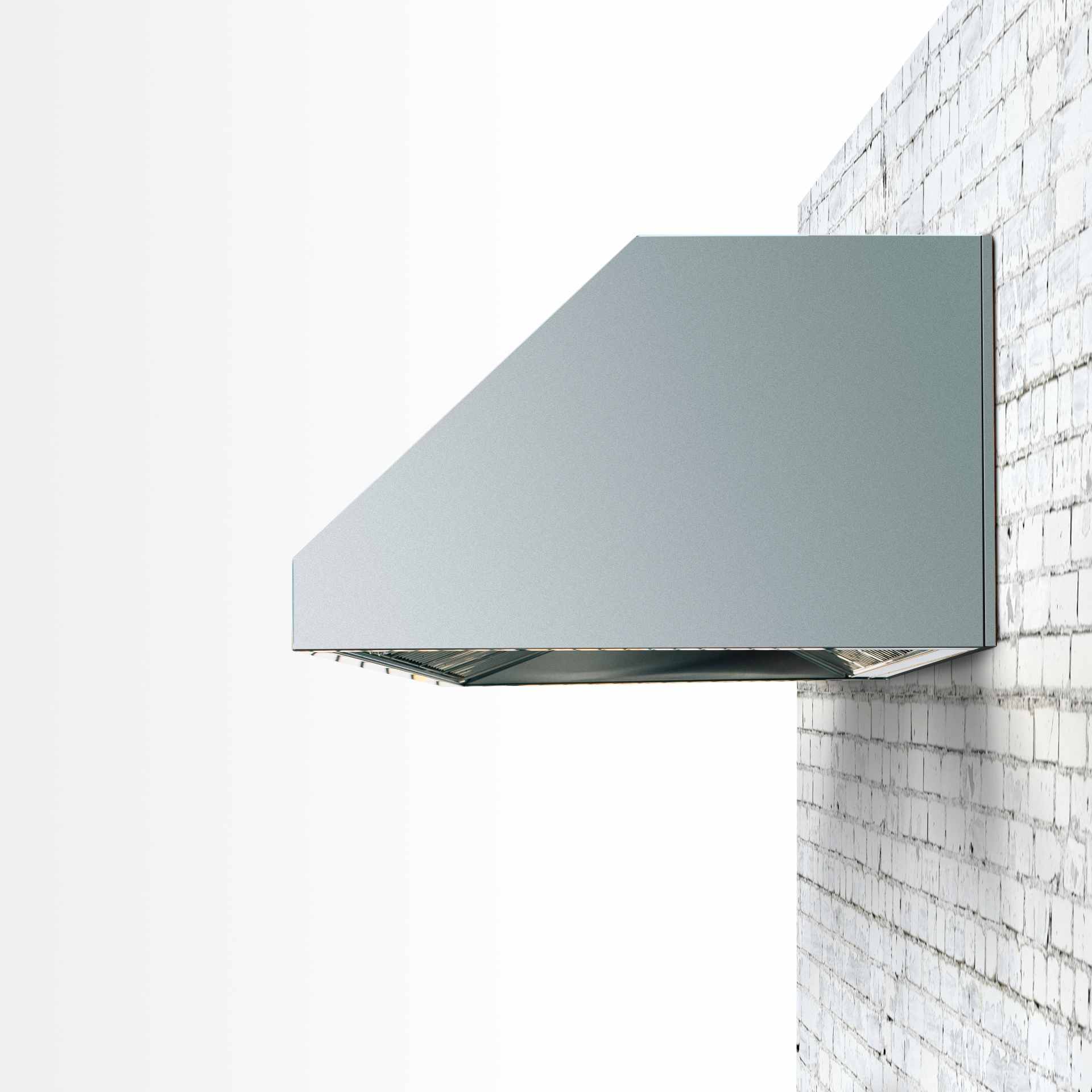 Stainless steel vent hood mounting bracket panel under hood canopy