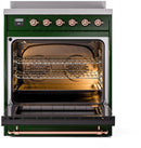 ILVE Nostalgie II 30-Inch Freestanding Electric Induction Range in Emerald Green with Copper Trim (UPI304NMPEGP)