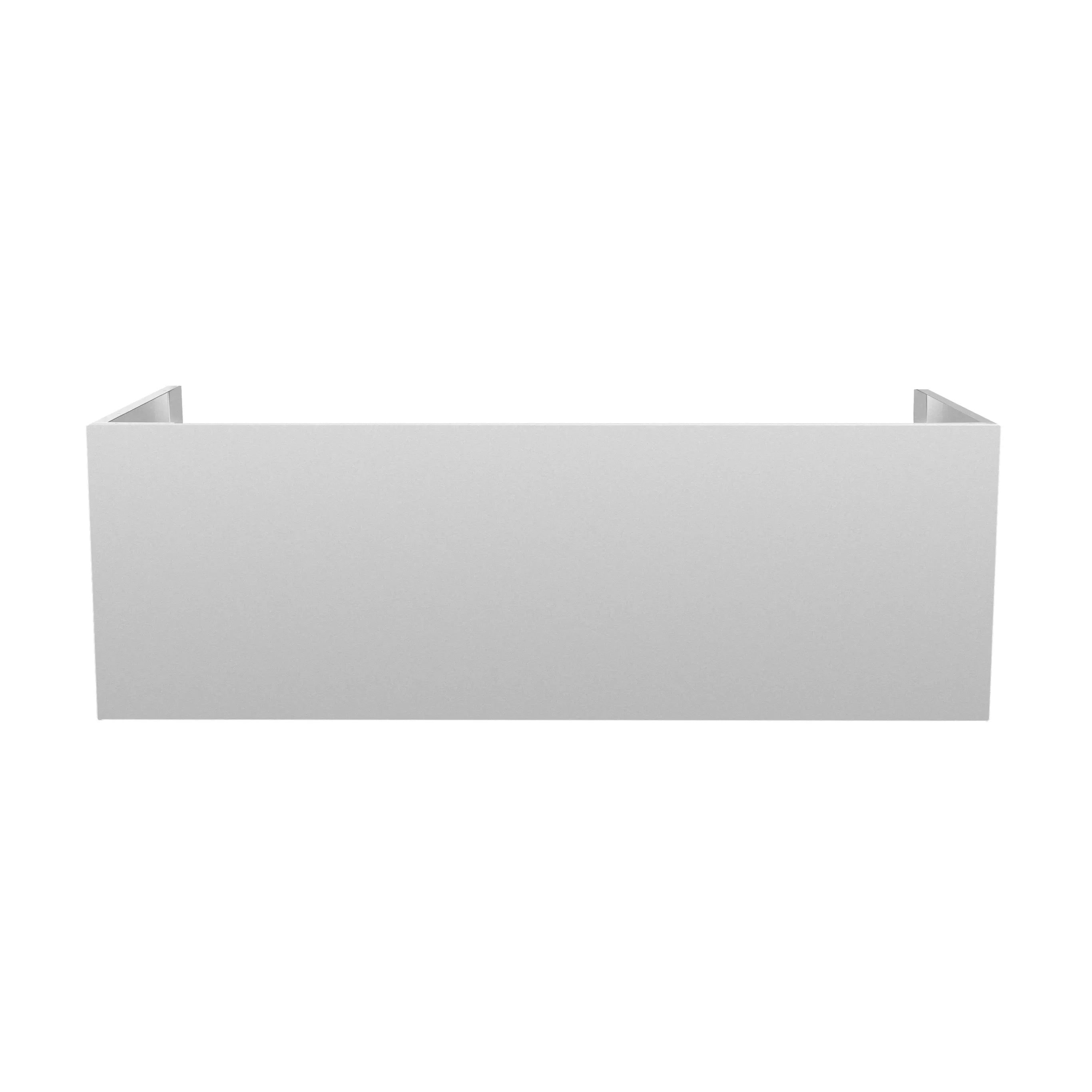 Duct cover for vent hood, rectangular light gray sheet with side tabs