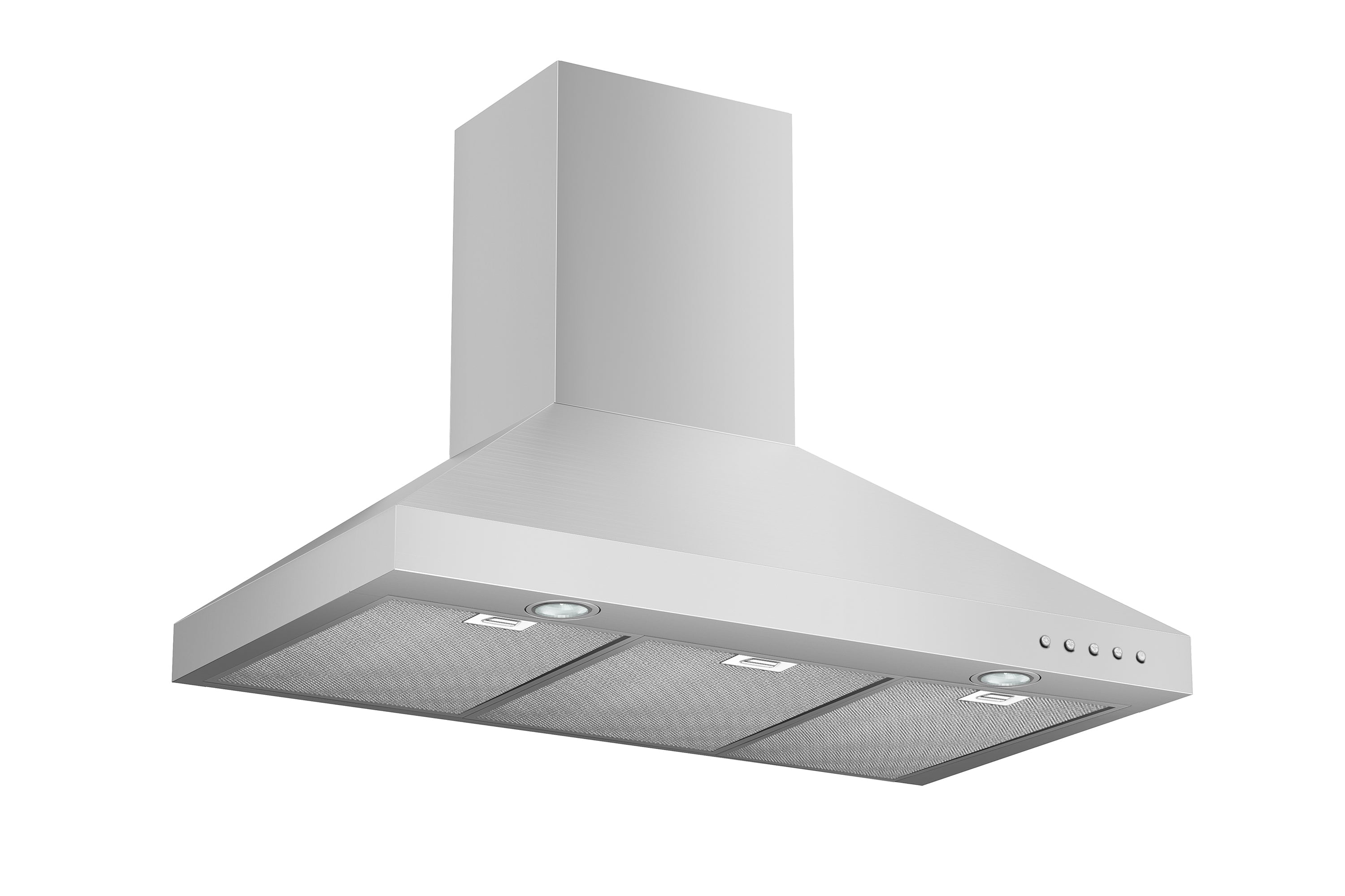 Stainless steel wall mount range hood with chimney and two metal mesh filters