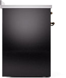 ILVE Nostalgie II 30-Inch Freestanding Electric Induction Range in Glossy Black with Bronze Trim (UPI304NMPBKB)