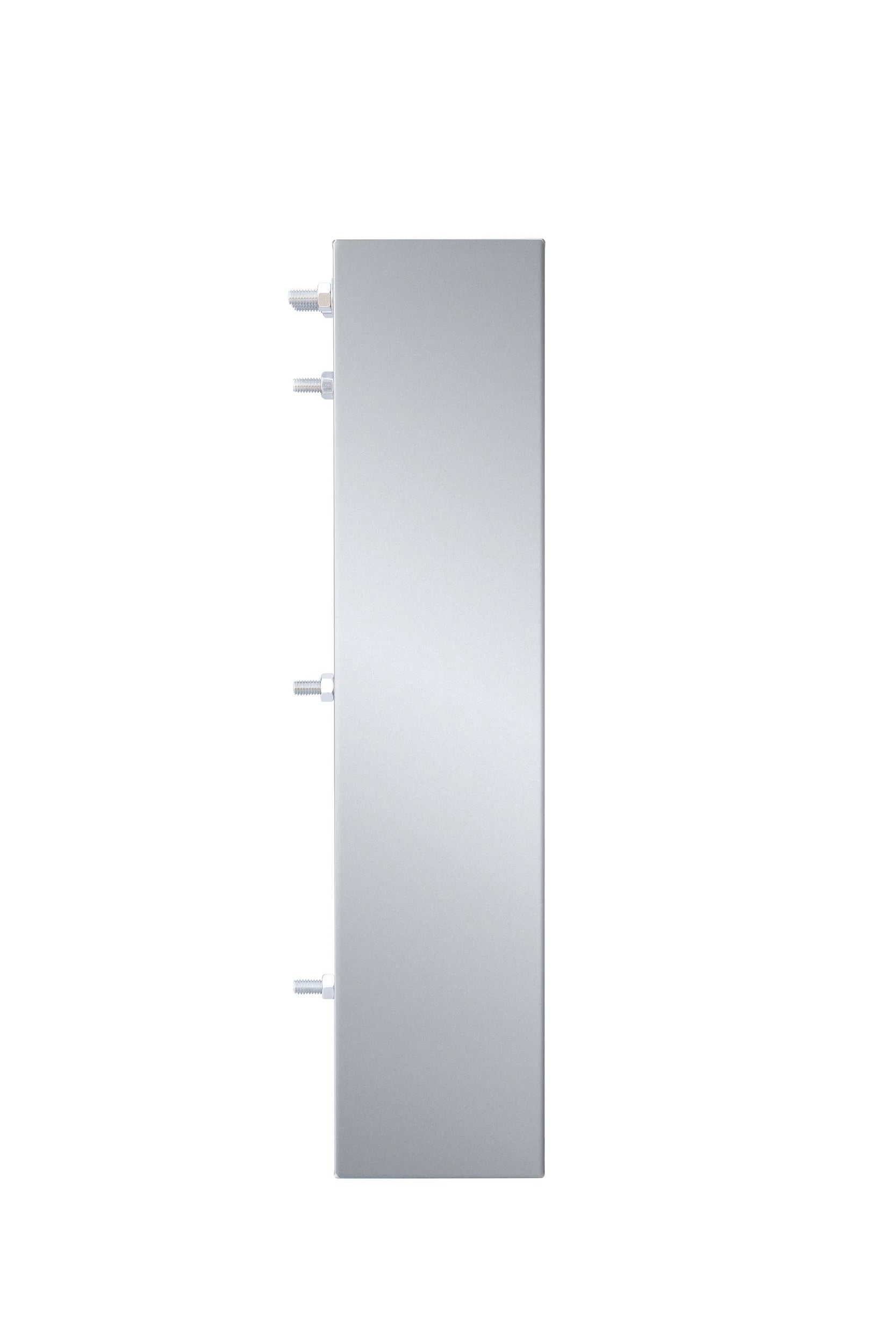 Metal spacer bracket plate with several studs and screw holes