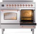 ILVE Nostalgie II 40-Inch Freestanding Electric Induction Range in Stainless Steel with Copper Trim (UPDI406NMPSSP)