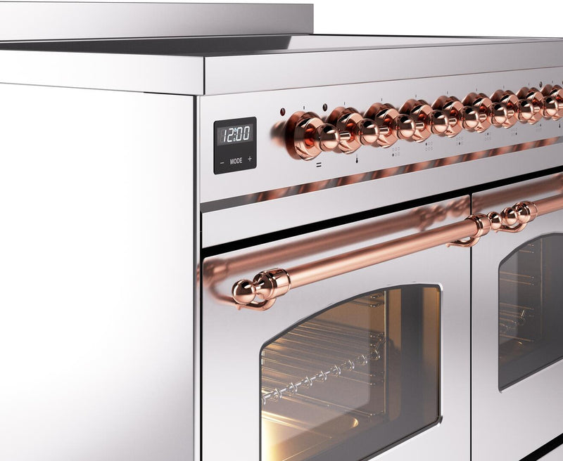 ILVE Nostalgie II 40-Inch Freestanding Electric Induction Range in Stainless Steel with Copper Trim (UPDI406NMPSSP)