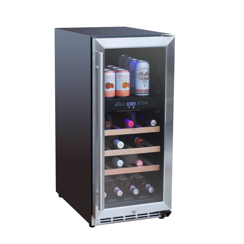 TrueFlame 15-Inch Outdoor Rated Dual Zone Wine Cooler in Stainless Steel (TF-RFR-15WD)