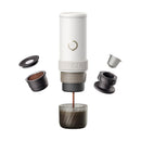OutIn Mino Portable Electric Espresso Machine, Mini Camping Coffee Maker for Travel, Pocket Sized Coffee Machine Self-Heating, Ground Coffee & NS Capsule Adapter For Adventure