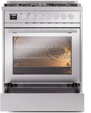 ILVE Professional Plus II 30-Inch Freestanding Natural Gas Dual Fuel Range with 5 Sealed Burner in Stainless Steel (UP30WMPSS)