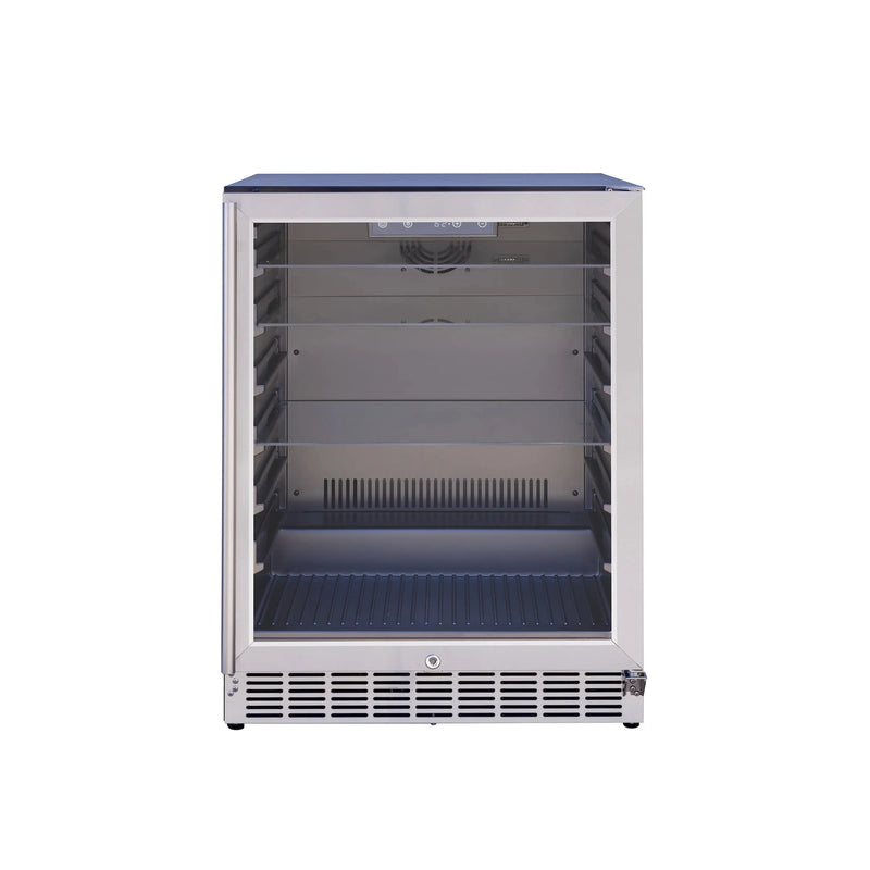 TrueFlame 24-Inch 5.1 Cu. Outdoor Rated Fridge with Glass Door (AMD-RFR-24G)