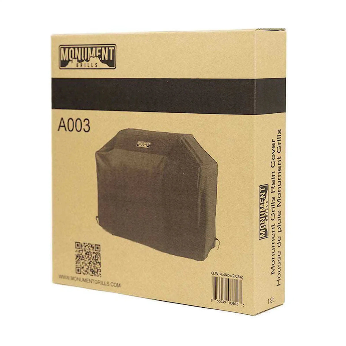 Monument grill cover packaging box with dark fabric cover photo