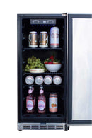 TrueFlame 15-Inch Outdoor Rated Refrigerator with Stainless Door (AMD-RFR-15S)