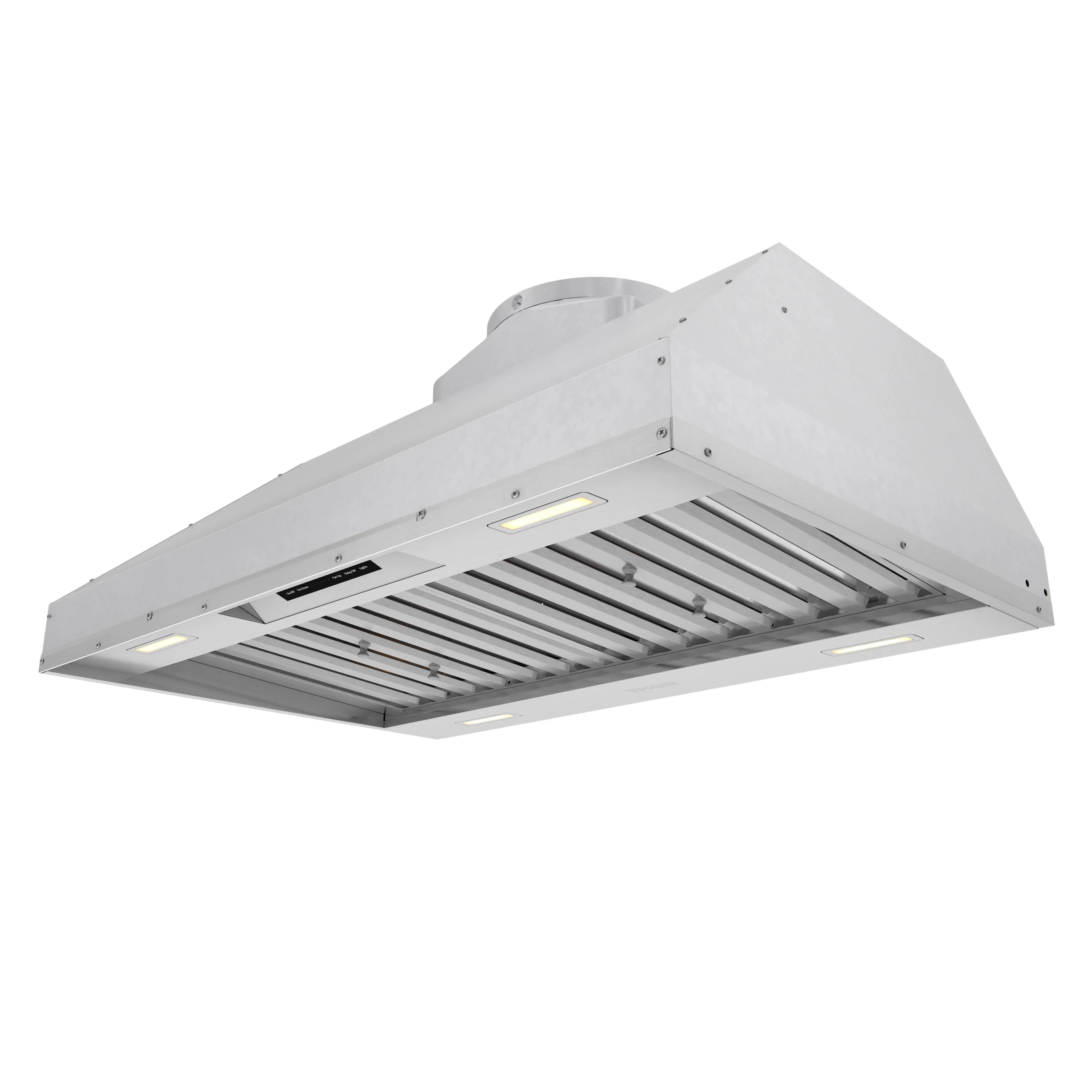 Stainless steel range hood insert with vent grille and built-in LED lights