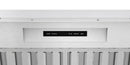 Range hood insert control panel with LED light strip under stainless front