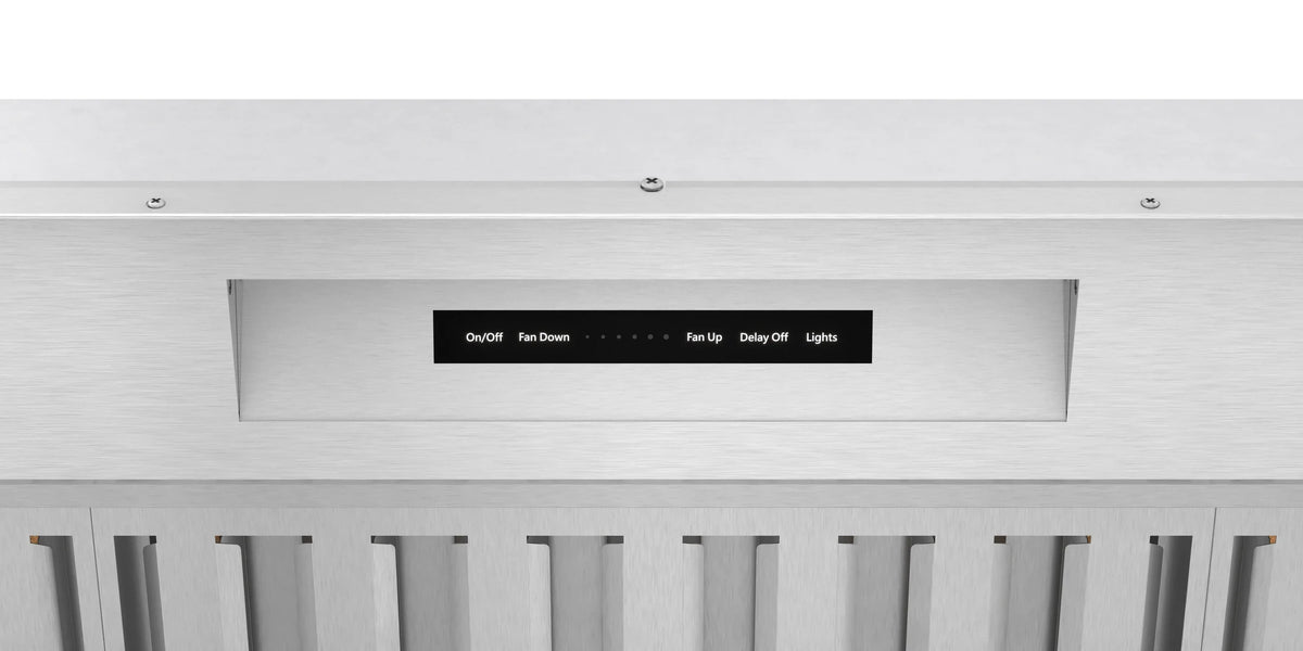 Range hood control panel with fan speed and light settings