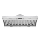 Stainless steel range hood insert with front baffle filters and low-profile casing