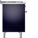 ILVE Nostalgie II 48-Inch Freestanding Natural Gas Dual Fuel Range in Midnight Blue with Brass Trim (UP48FNMPMBG)
