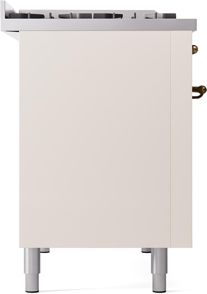 Antique white dual fuel freestanding range side panel with leveling feet