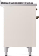 ILVE Nostalgie II 48-Inch Dual Fuel Freestanding Range in Antique White with Bronze Trim (UP48FNMPAWBLP)