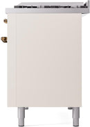 ILVE Nostalgie II 48-Inch Freestanding Natural Gas Dual Fuel Range in Antique White with Bronze Trim (UP48FNMPAWB)