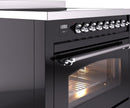 ILVE Nostalgie II 36-Inch Freestanding Electric Induction Range in Glossy Black with Chrome Trim (UPI366NMPBKC)