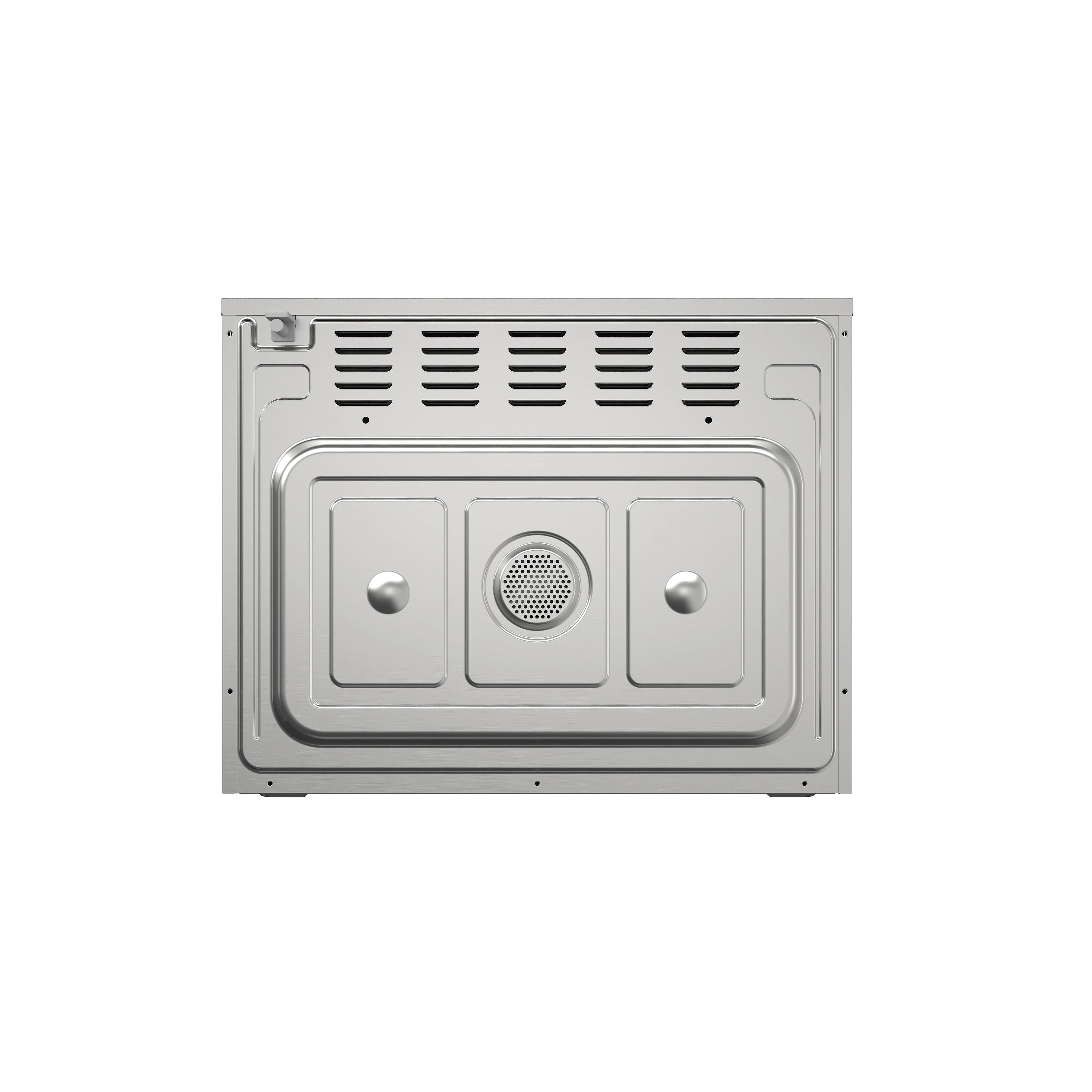 Built-in air fry microwave oven interior rear panel with vent grille and circular fan