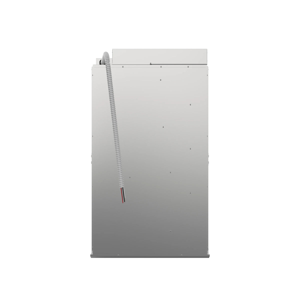 Stainless double wall oven rear view with power cord and connection area
