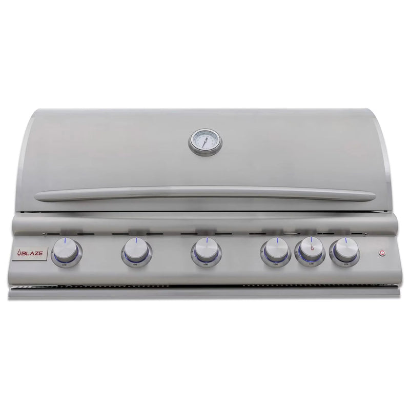 Blaze Grill Package - Premium LTE 40-Inch 5-Burner Built-In Natural Gas Grill, and  Grill Cart in Stainless Steel