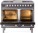 ILVE Professional Plus II 40-Inch Freestanding Natural Gas Dual Fuel Range with 6 Sealed Burner in Matte Graphite (UPD40FWMPMG)